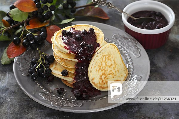 Pancakes with aronia berries