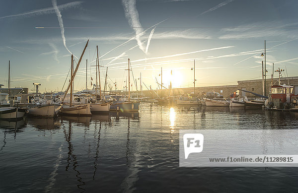 Frankreich  Saint-Tropez  Marina bei Sonnenuntergang