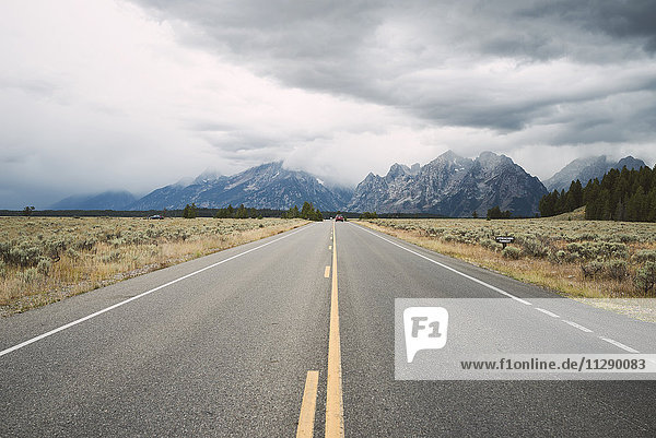 USA  Wyoming  country road at Grand Teton National Park