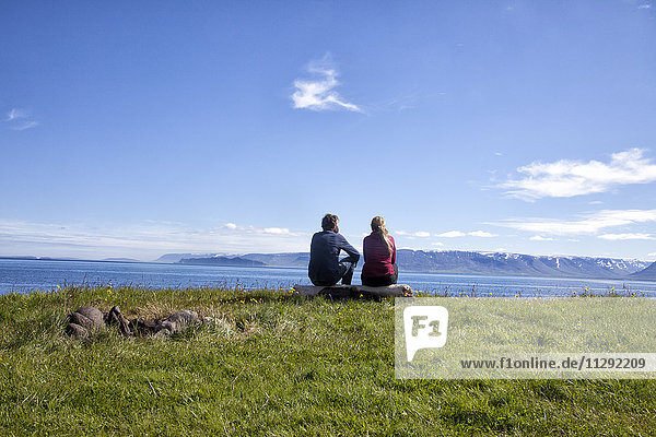 Iceland  back view of couple looking at view
