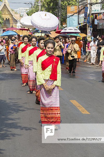 Songkran day parade  Thai New Year's festival  Chiang Mai  Thailand  Asia