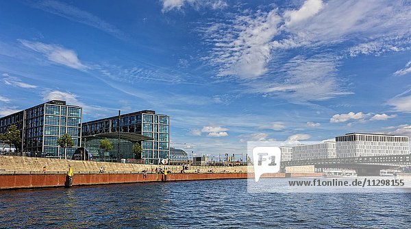 View over the Spree to the central railway station  Berlin  Germany  Europe