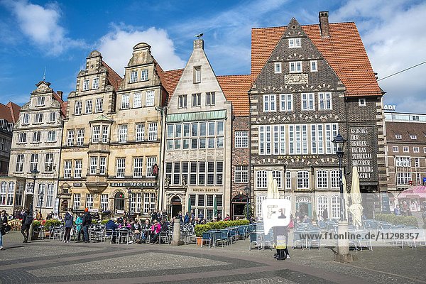 Historische Geschäftshäuser  Marktplatz  Bremen  Deutschland  Europa