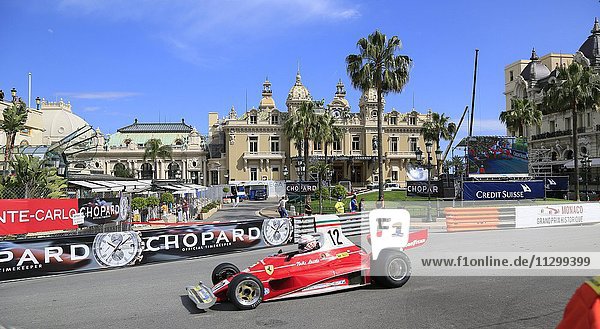 Ferrari 312T vor dem Casino Monte-Carlo  10. Grand Prix Monaco Historique 2016  Monte-Carlo  Fürstentum Monaco