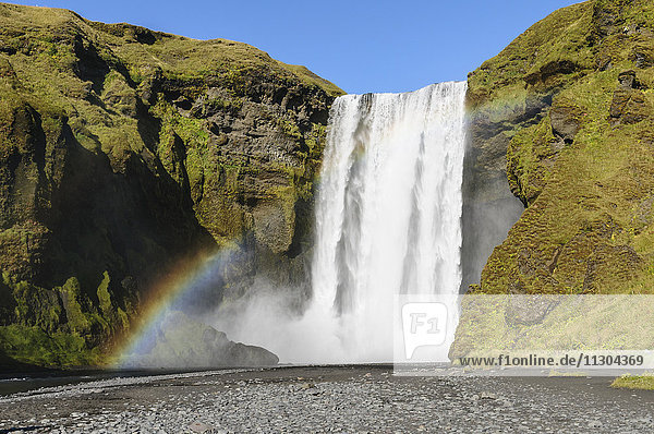 Waterfall Skogafoss in south Iceland.