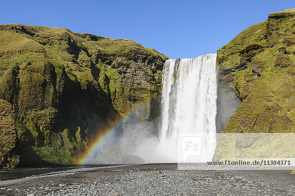 Waterfall Skogafoss in south Iceland.
