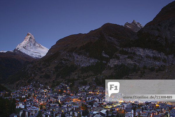 Village Zermatt and Matterhorn  Valais  Switzerland
