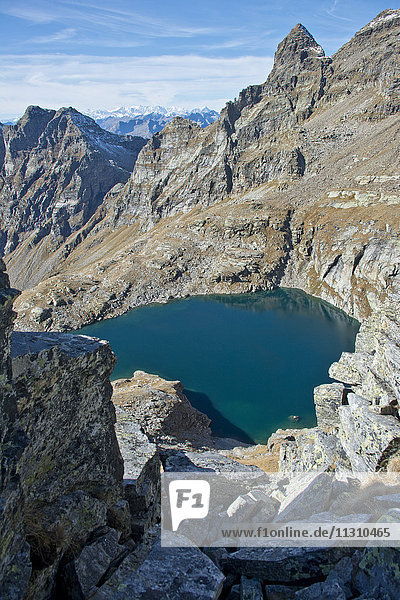 Schweiz  Europa  Tessin  Val Vegorness  Pass  Bassa del Barone  Bergsee  See  Lago Barone  Pizzo di Scinghign