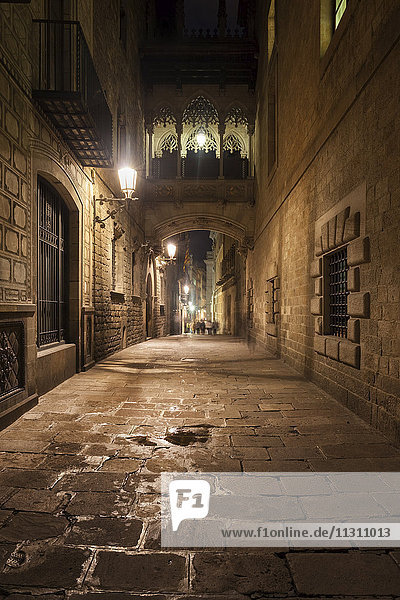 Spain  Barcelona  Barri Gotic at night