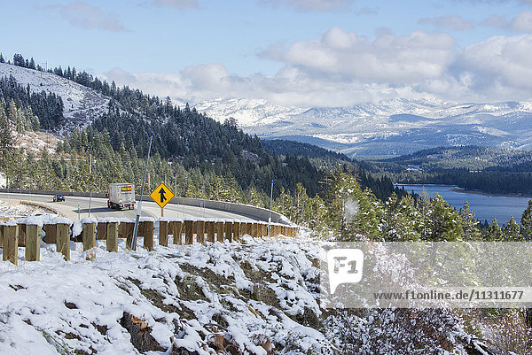 USA  California  Nevada County  Sierra near Truckee  Interstate 80 in winter