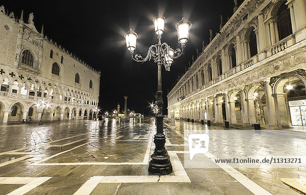 Italy  Venice  deserted St Mark's Square at night
