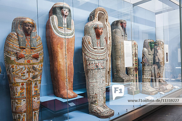 England  London  British Museum  Exhibit of Egyptian Mummies