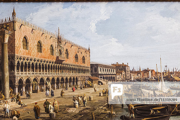 England  London  Trafalgar Square  National Gallery  Gemälde mit dem Titel Der Dogenpalast und die Riva degli Schiavoni von Canaletto  datiert 1730.