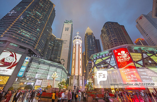 China  Chongqing City  Jiefangbei district  Central Plaza  Times square  Liberation Monument
