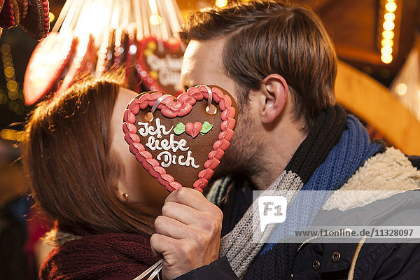 'gingerbread heart i love you'' on christmas market'''