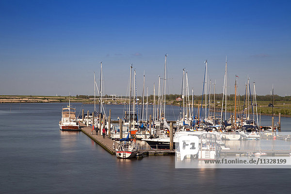 Sail boats in the harbour  Greetsiel  Leybucht  Krummhörn  East Friesland  Lower Saxony