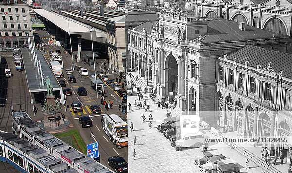 Hauptbahnhof Zürich heute und damals - Veränderungen in 100 Jahren