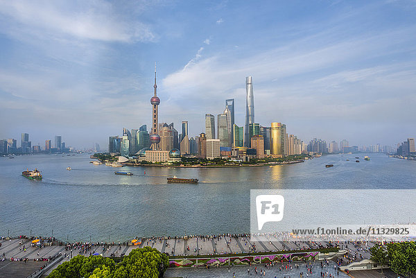 The Bund and Pudong district skyline in Shanghai City