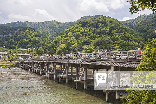 Togetsu Bridge and Arashiyama Mountain in Japan