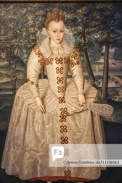England London Greenwich The Queen's House Portrait of Princess Elizabeth (Elizabeth of Bohemia) by Robert Peake the Elder dated 1603