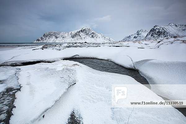 landscape in winter in Lofoten  Norway