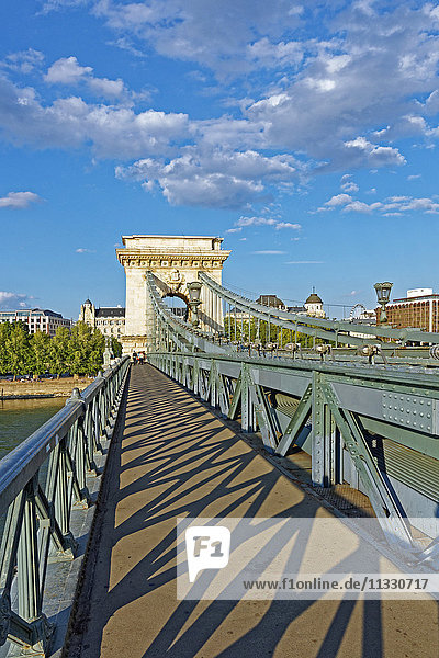Suspension bridge Szechenyi lanchid in Budapest