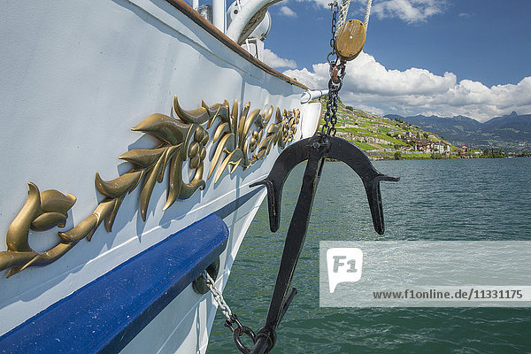 Steamboat on lake Geneva near Saint Saphorin in Lavaux