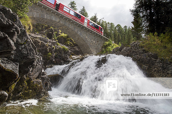 RhB Railway near Morteratsch in Engadine Grisons