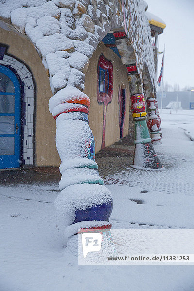 Hundertwasser covered market in Altenrhein in winter  canton of St. Gall