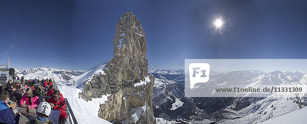 Glacier 3000 with Quille du Diable rock in Switzerland