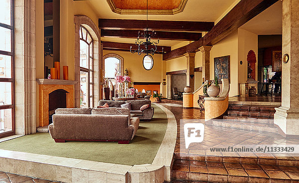 'The lobby of the Hotel Quinto Real in Zacatecas; Mexico'