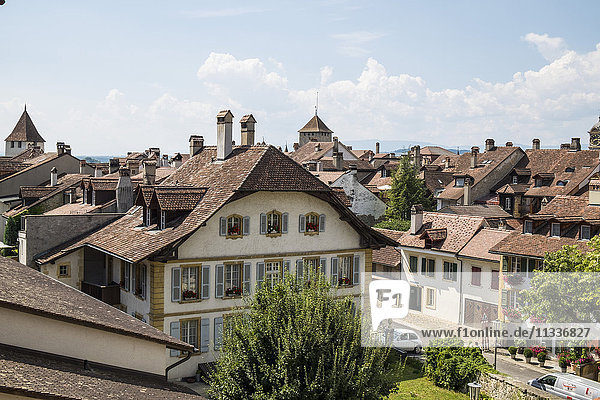 Schweiz  Kanton Freiburg  Murten  Morat  Blick von der Festung