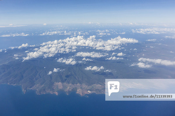 Aerial view of Flores Island from a commercial flight  Flores Sea  Indonesia  Southeast Asia  Asia