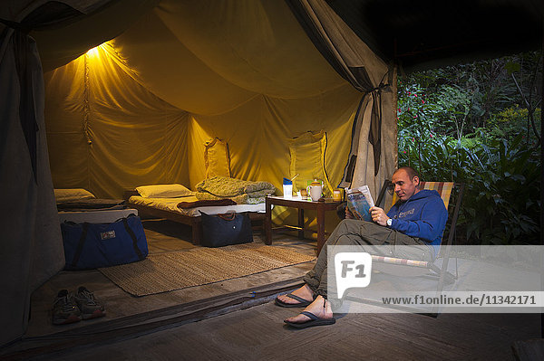 Ein Zelt im Cabana-Stil in einem Resort in Nepal  Asien