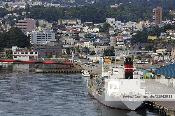 Cargo ship  Otaru Port  Hokkaido Prefecture  Japan  Asia