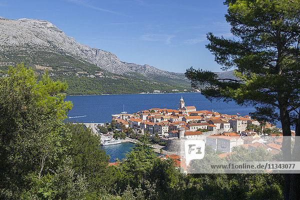 Blick auf die Stadt Korcula  Korcula  Dalmatien  Kroatien  Europa