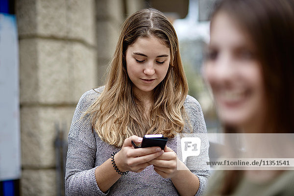 Young woman looking on cell phone