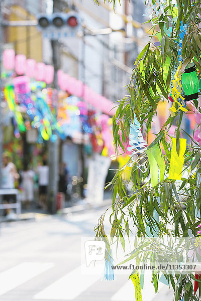Japanese traditional Tanabata festival decorations