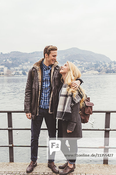 Romantic young couple at Lake Como  Italy