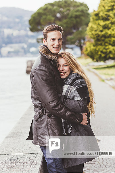 Portrait of young couple hugging  Lake Como  Italy