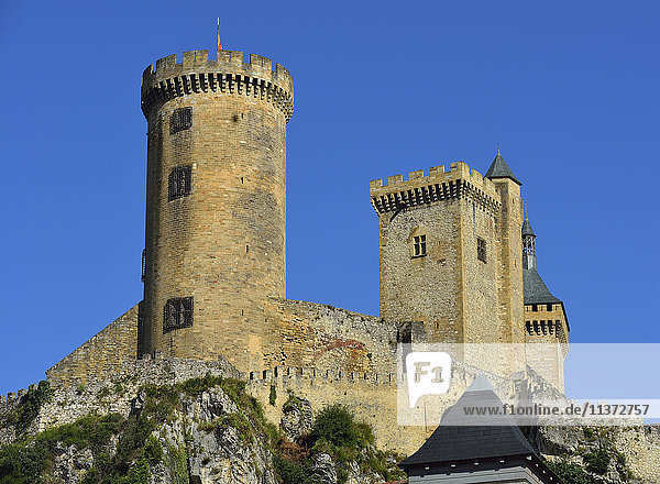 Frankreich  Ariege  Schloß von Foix und seine drei Türme