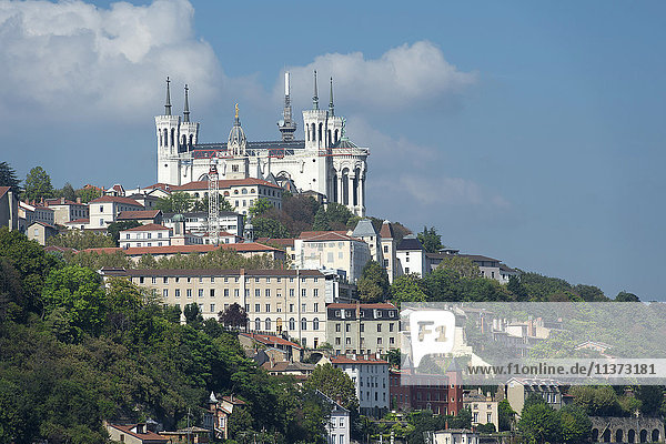 France. Lyon. The hill of Fourvière and the basilica Notre-Dame of Fourviere