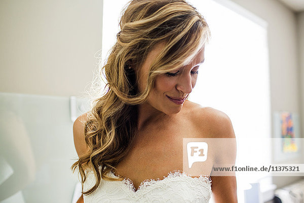 Smiling Caucasian bride