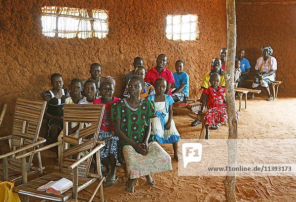 Faithful villagers in a church  Kilifi County  Kenya  Africa