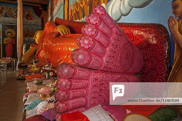 Reclining Buddha  feet  Abhayagiri Dagoba  Sacred City of Anuradhapura  North Central Province  Sri Lanka  Asia