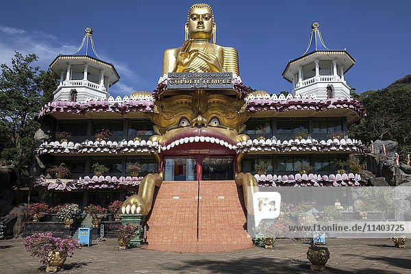 Goldene Buddha-Statue  goldener Tempel  Rangiri Vihara  Dambulla  Zentralprovinz  Sri Lanka  Asien