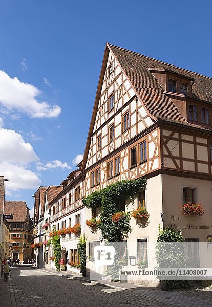 Georgengasse im historischen Zentrum  Rothenburg ob der Tauber  Mittelfranken  Franken  Bayern  Deutschland  Europa