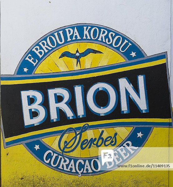 Werbetafel für lokales Bier  Karibik  Curacao