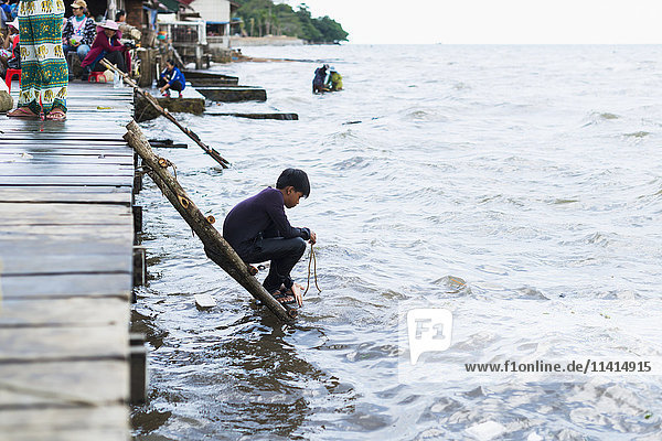 'Local life in the famous Crab Market of Kep; Kep Cambodia'