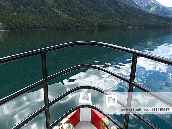 'A boat on Upper Waterton Lake  Waterton Lakes National Park; Alberta  Canada'